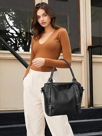 👜CLUCI Vegan Leather Large Handbags Tote Purse Shoulder Bag with Adjustable Strap