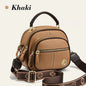 Classic Leather Crossbody Bag with Multifunctional Compartments & Adjustable Wide Strap