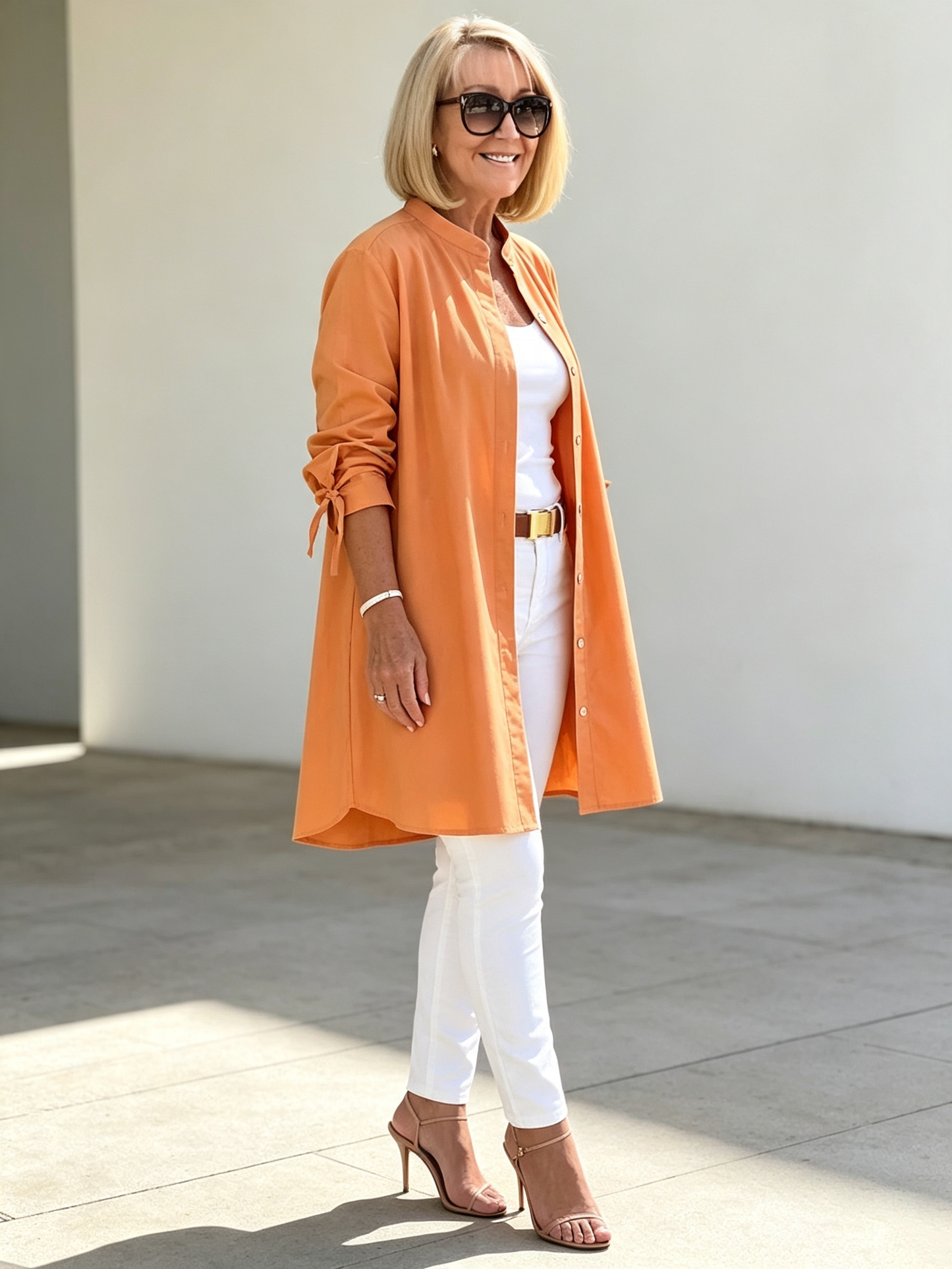 Solid Color Long Cotton Shirt Jackets Women Swing Jacket Shap Flattering Gathered Yolk At The Back