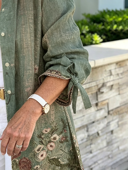 Solid Color Long Cotton Shirt Jackets Women Swing Jacket Shap Flattering Gathered Yolk At The Back