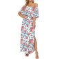 Women's Off The Shoulder Dress Wedding Guest Dress Summer Casual Long Ruffle Party Side Split Beach Maxi Dresses