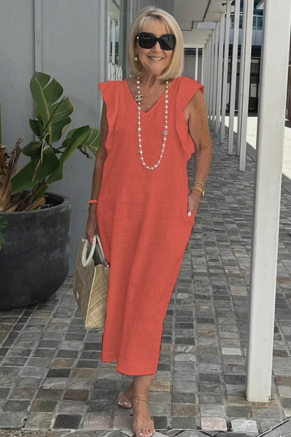 Women Cotton And Linen Casual Summer Beach Dress