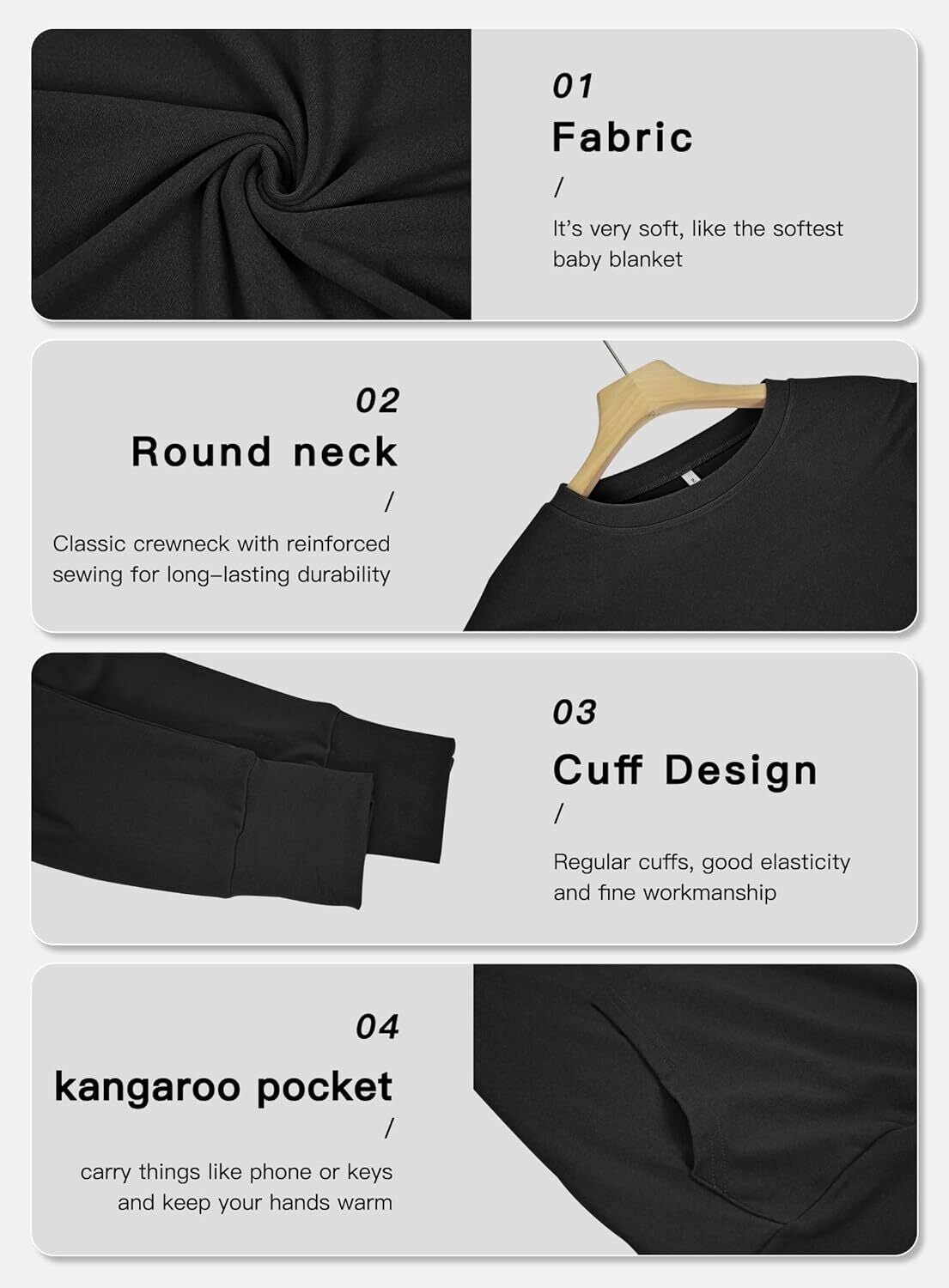 Womens Long Sleeve Sweatshirt with Pocket