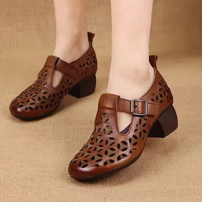 Wearscomfy Women's Leather Retro Ethnic Style Casual Shoes