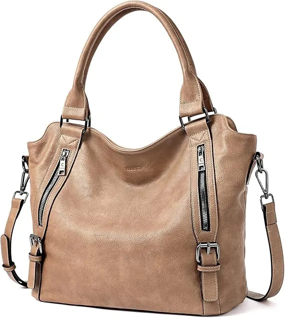 👜CLUCI Vegan Leather Large Handbags Tote Purse Shoulder Bag with Adjustable Strap