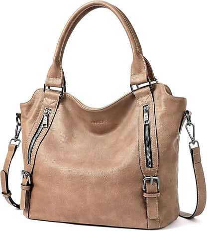 👜CLUCI Vegan Leather Large Handbags Tote Purse Shoulder Bag with Adjustable Strap