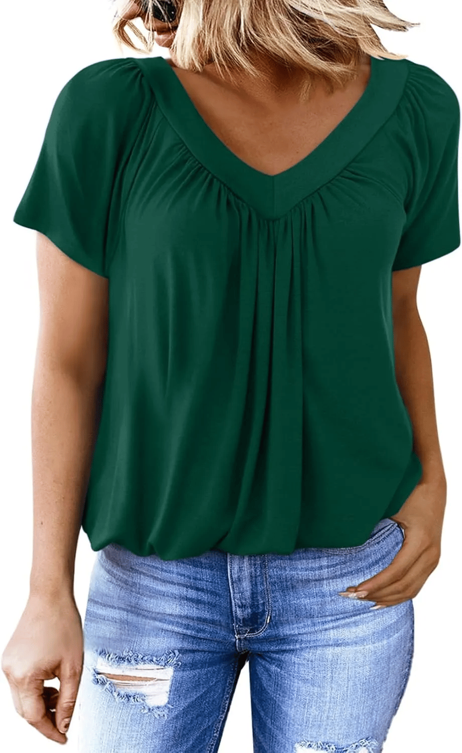 Women's Casual Short Sleeve V Neck Basic T-shirts