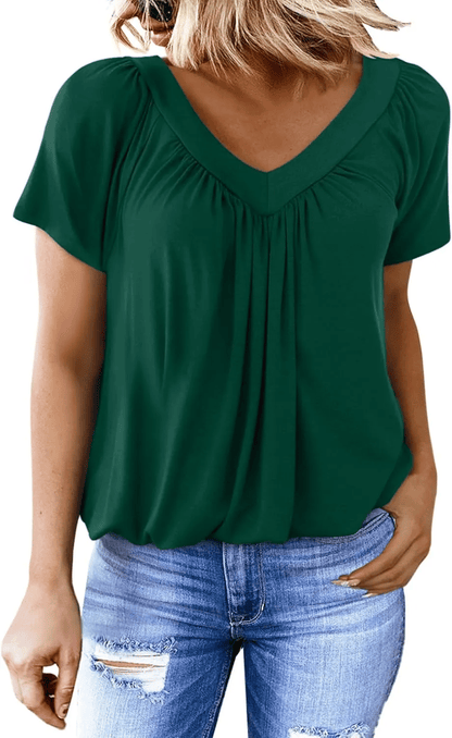 Women's Casual Short Sleeve V Neck Basic T-shirts