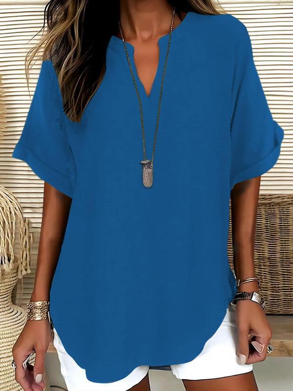 Women's Casual Solid Short Sleeve Top