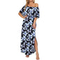 Women's Off The Shoulder Dress Wedding Guest Dress Summer Casual Long Ruffle Party Side Split Beach Maxi Dresses