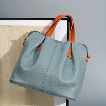 Genuine Leather Handbags Head Layer Cowhide Litchi Grain Women Handbag