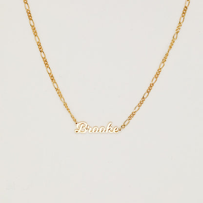 Mellow Name Necklace in Figaro Chain