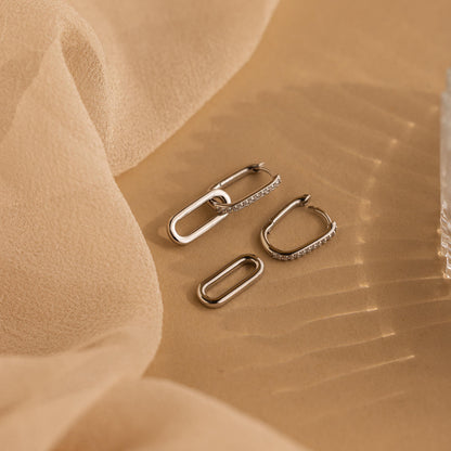 Pave Link Drop Earrings