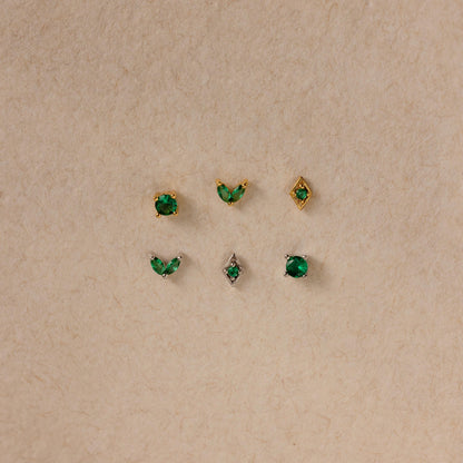 Emerald Flat Back Earring Set