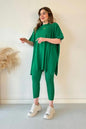 Women's two-piece stretch knit set (top + trousers)