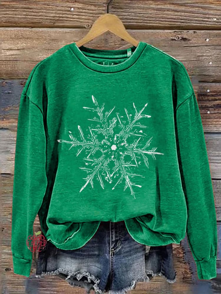 Snowflake Winter Christmas Print Casual Sweatshirt