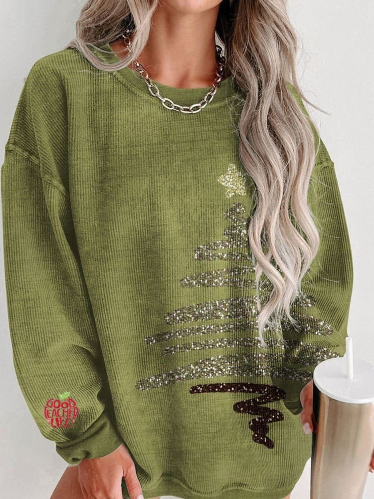 Vintage Christmas Print Casual  Sweatshirt