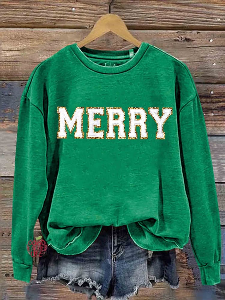 Merry Christmas Print Casual Sweatshirt