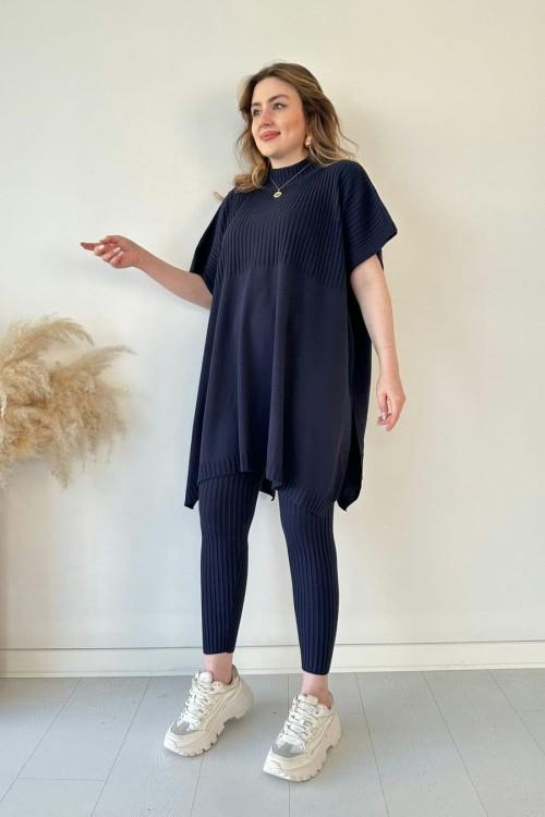 Women's two-piece stretch knit set (top + trousers)