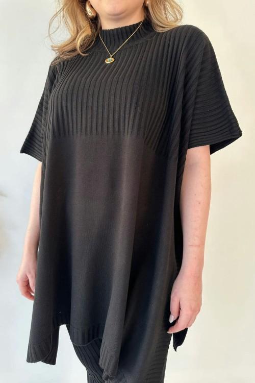 Women's two-piece stretch knit set (top + trousers)