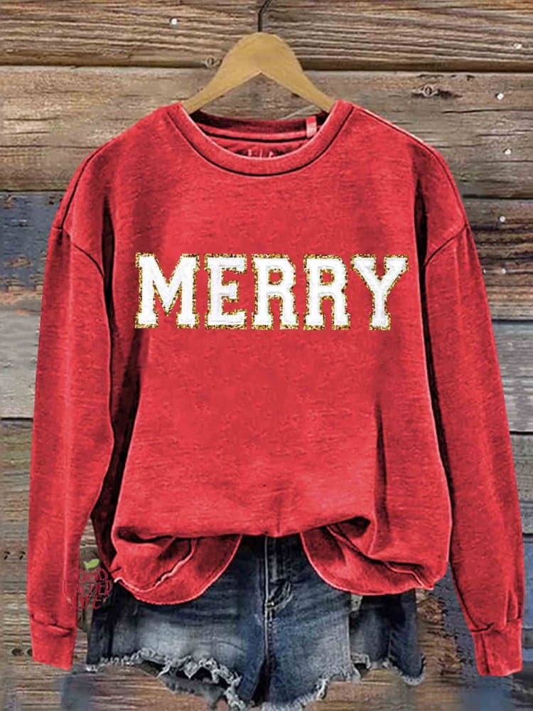 Merry Christmas Print Casual Sweatshirt