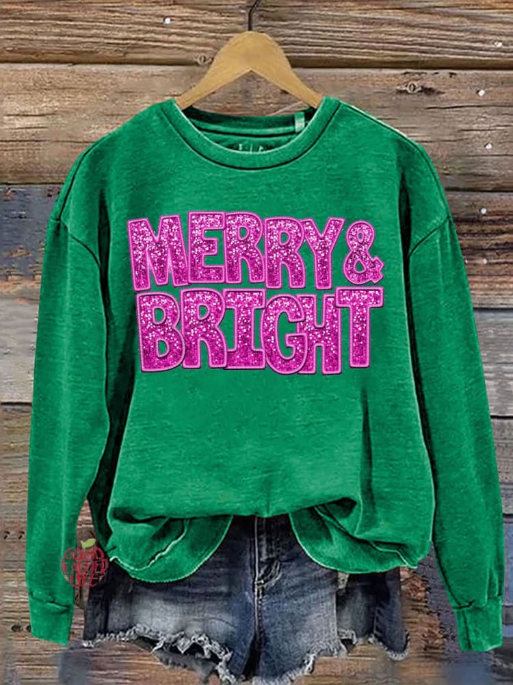 Merry&Bright Print Casual  Sweatshirt