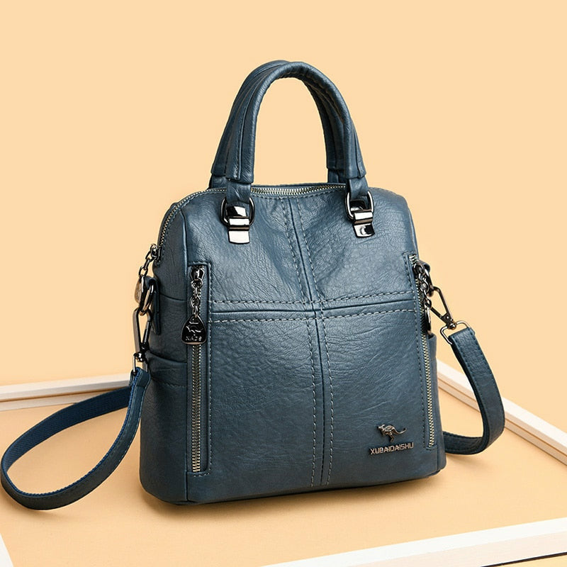 High Quality PU Leather Backpack Women Shoulder Bags Multifunction Travel Backpack