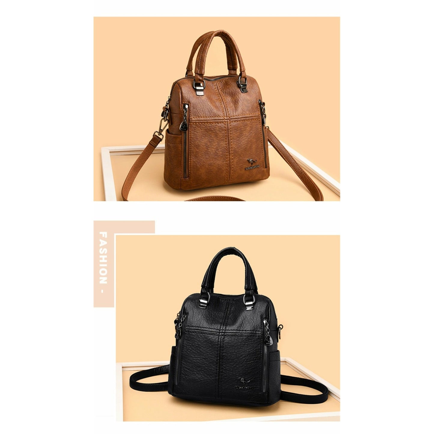 High Quality PU Leather Backpack Women Shoulder Bags Multifunction Travel Backpack
