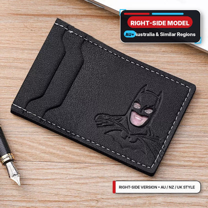 Leather Bat Wallet for Men and Women, Superhero-Inspired Card Holder with Multiple Card Slots, Eye Cutout Design