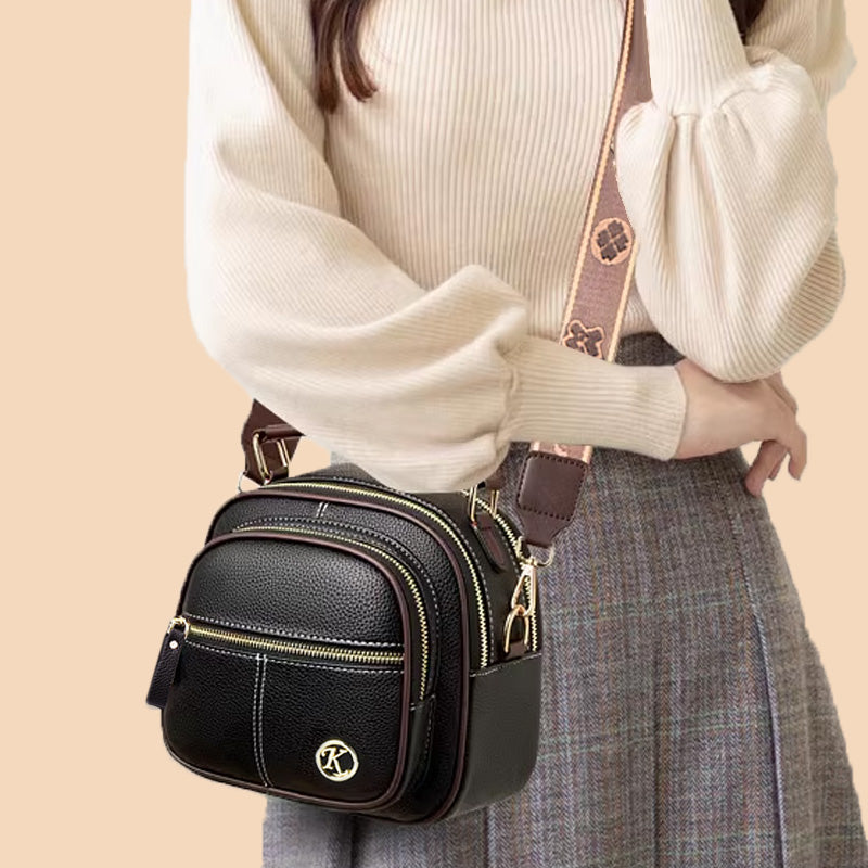 Multi-Pocket Crossbody Bag with Adjustable Wide Strap