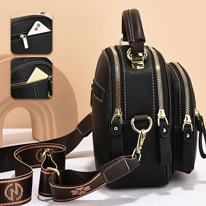 Multi-Pocket Crossbody Bag with Adjustable Wide Strap