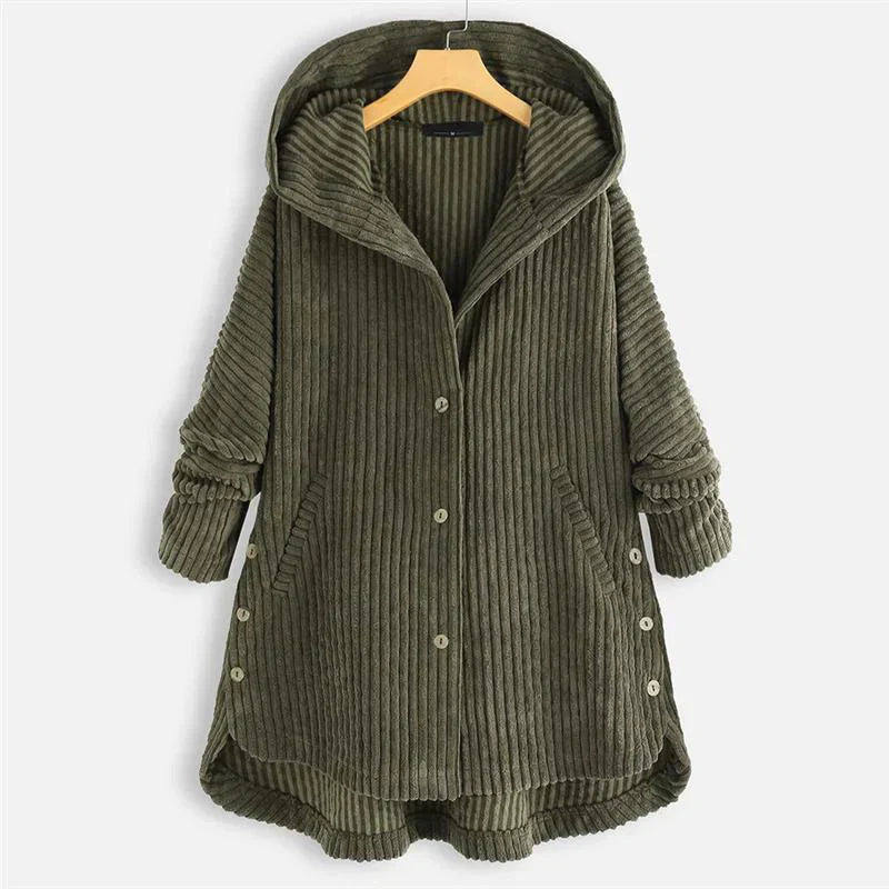 Aure Paris | Cozy Relaxed-Fit Ribbed Hooded Coat