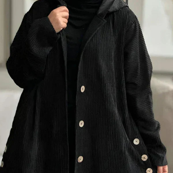 Aure Paris | Cozy Relaxed-Fit Ribbed Hooded Coat