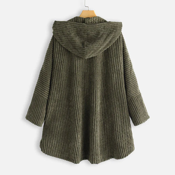 Aure Paris | Cozy Relaxed-Fit Ribbed Hooded Coat