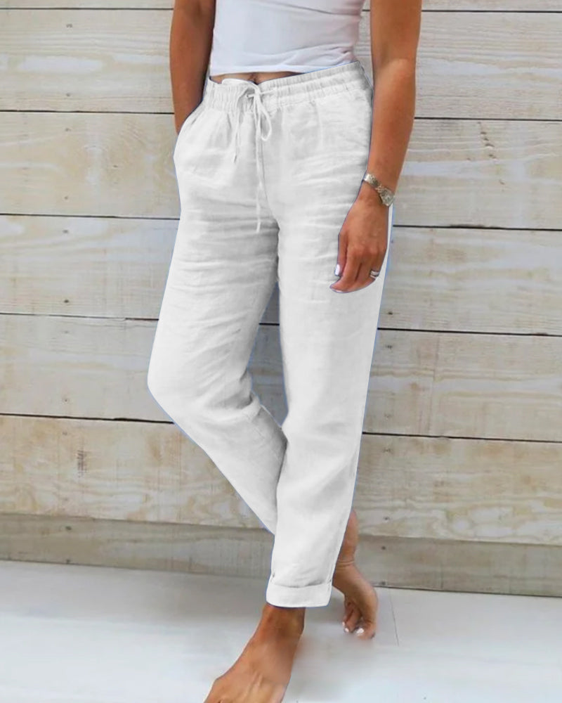 40% OFF🏖️Women's Elastic Waist Cotton Linen Casual Pants
