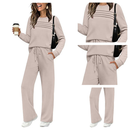 ✨Women's Crew Neck Top & Drawstring Pants Set2