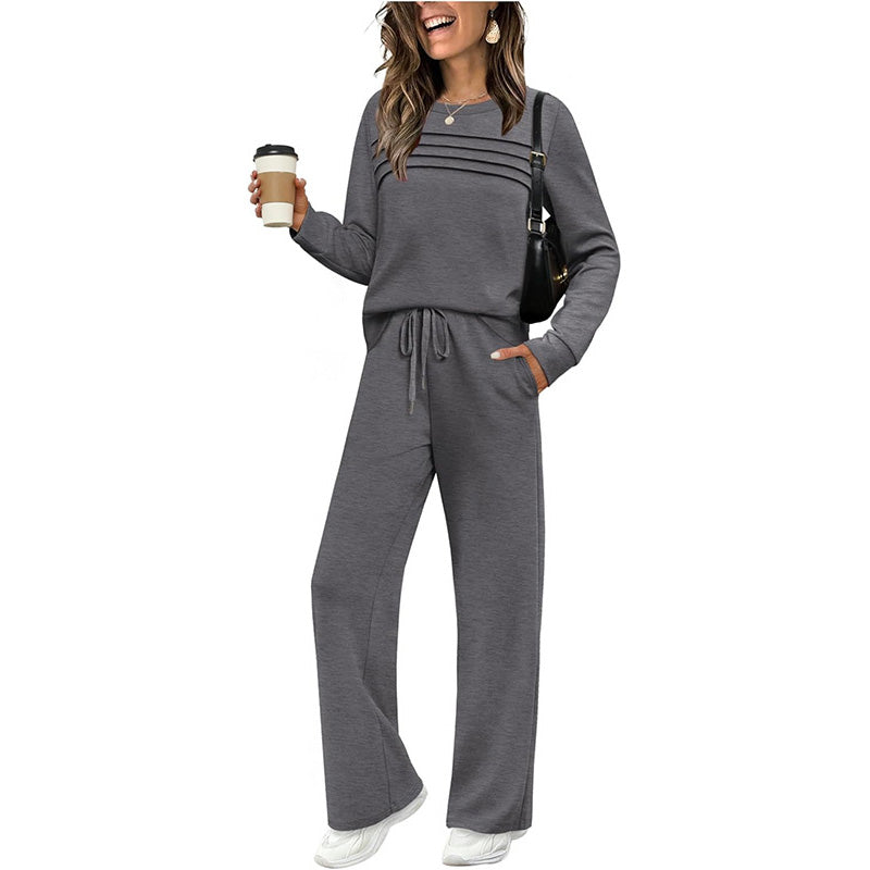 ✨Women's Crew Neck Top & Drawstring Pants Set2