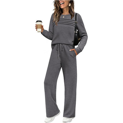 ✨Women's Crew Neck Top & Drawstring Pants Set2