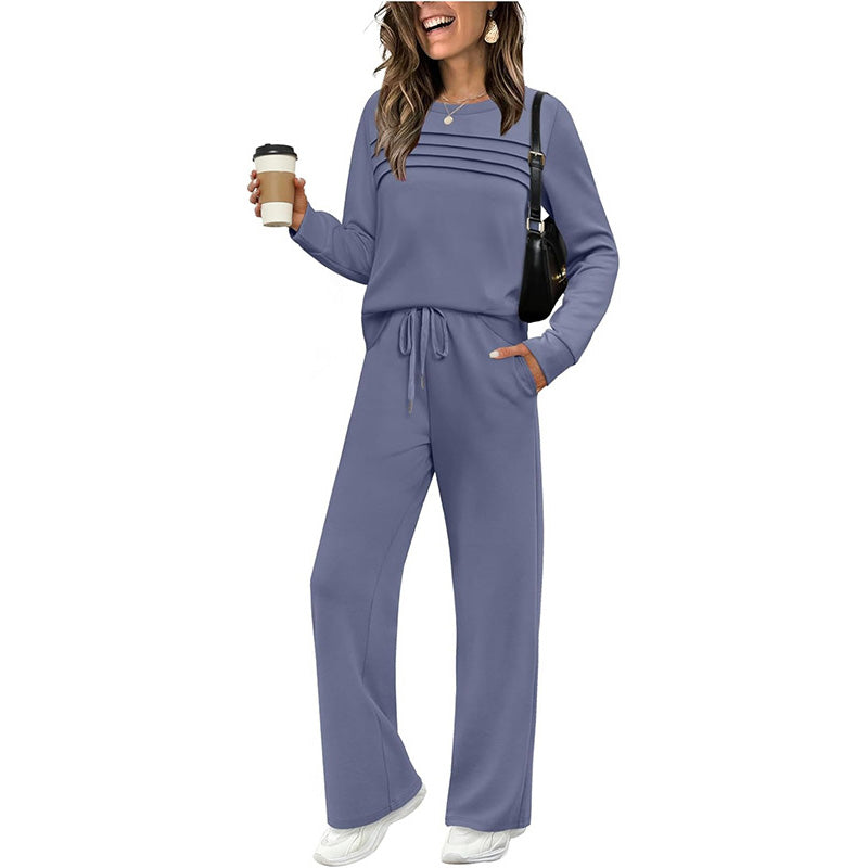 ✨Women's Crew Neck Top & Drawstring Pants Set2