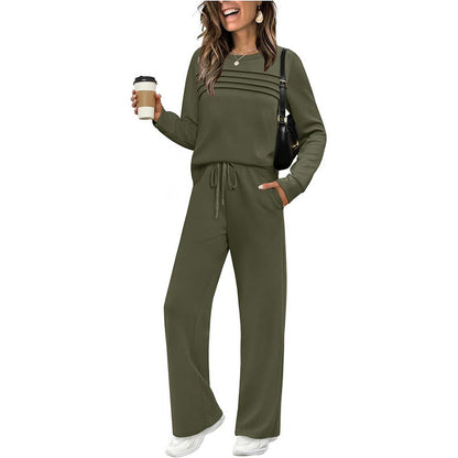 ✨Women's Crew Neck Top & Drawstring Pants Set2