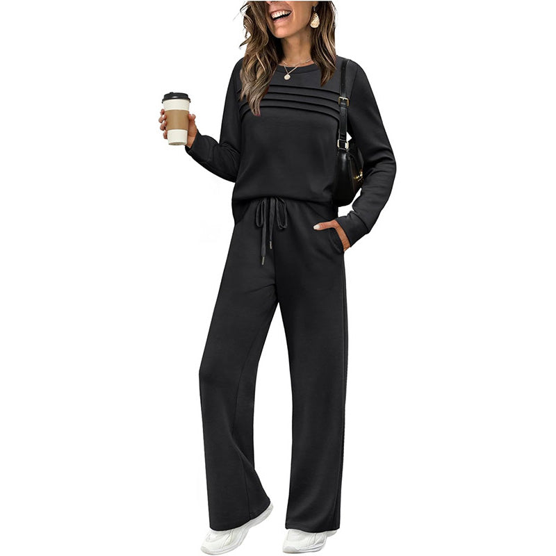 ✨Women's Crew Neck Top & Drawstring Pants Set2
