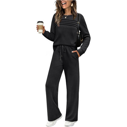 ✨Women's Crew Neck Top & Drawstring Pants Set2