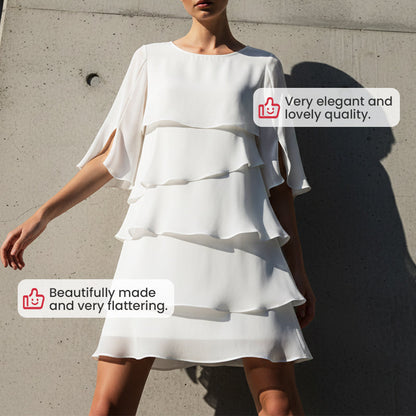🎁 50% OFF! Women's Elegant Layered Ruffle Sleeve Dress – Effortless Style for Every Occasion 💃
