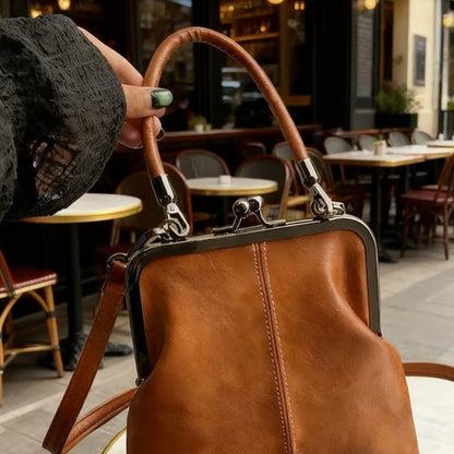 Women's Kiss Lock Crossbody Bag with Top Handle