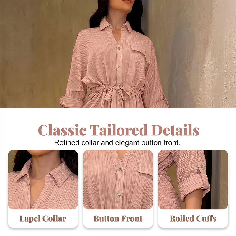 🎀 50% OFF NOW! Women's Drawstring Shirt & Wide-Leg Pants Set – Adjustable Waist, Flowy Trousers & Textured Fabric