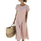 Women’s Elegant Asymmetrical Midi Dress – Loose Fit, Breathable Summer Casual Dress