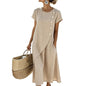 Women’s Elegant Asymmetrical Midi Dress – Loose Fit, Breathable Summer Casual Dress