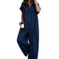 Women's Casual Loose Short Sleeve Button Jumpsuit – Comfortable, Flattering & Effortlessly Stylish