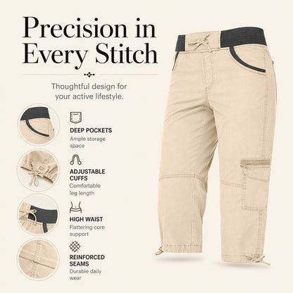 Women's High-Waist Cargo Capri Pants