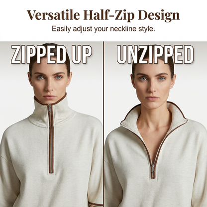 ✨ Women's Half-Zip Top & Wide-Leg Pants 2-Piece Set